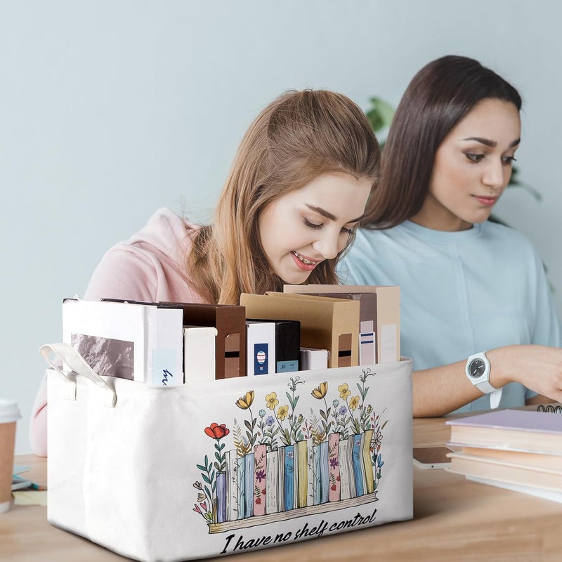 Marsui Book Lover Gifts TBR Book Storage Basket to Be Read List Storage Bin Bookish Accessories Bookworm Gift for Club Members Student Teacher Reading Accessories (Multicolor,I Have No Shelf Control) - Image 5